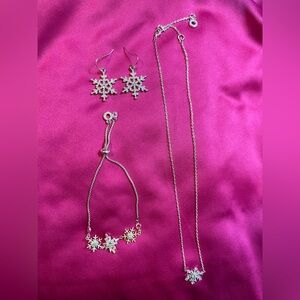Snowflake Necklace, Bracelet and Earrings